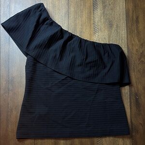 NWT - Ann Taylor Black One-Shoulder Top - Size Small